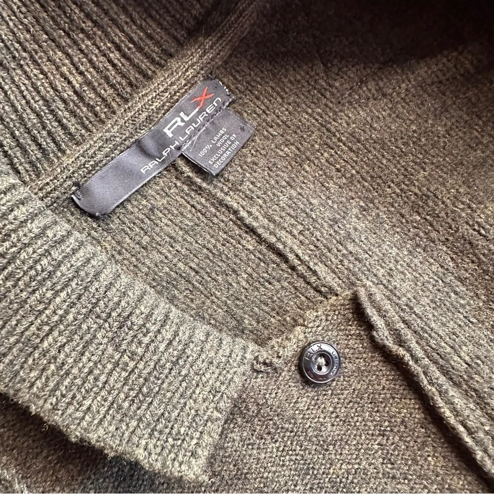 Ralph Lauren RLX Olive Green Lamb-Wool Knit Utility Field Jacket